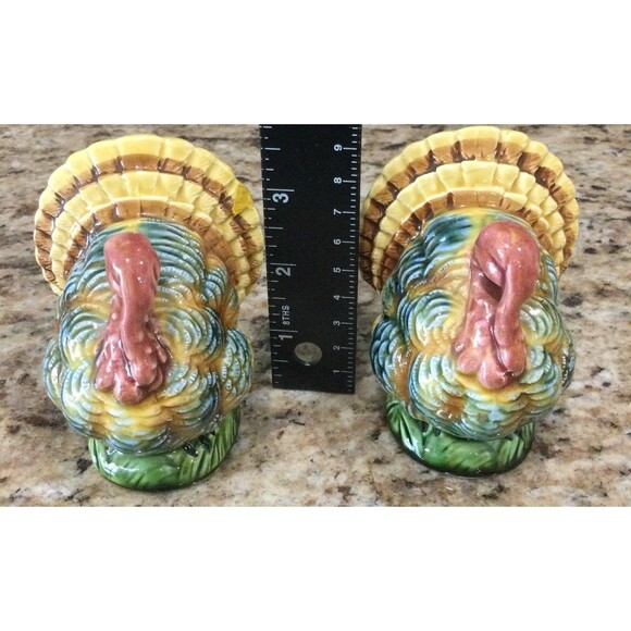 Lefton Male Turkey Salt & Pepper Shakers with Horn of Plenty H7441 - Picture 6 of 9